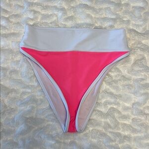 Beach Riot Emmy Bikini Bottom Neon Pink White